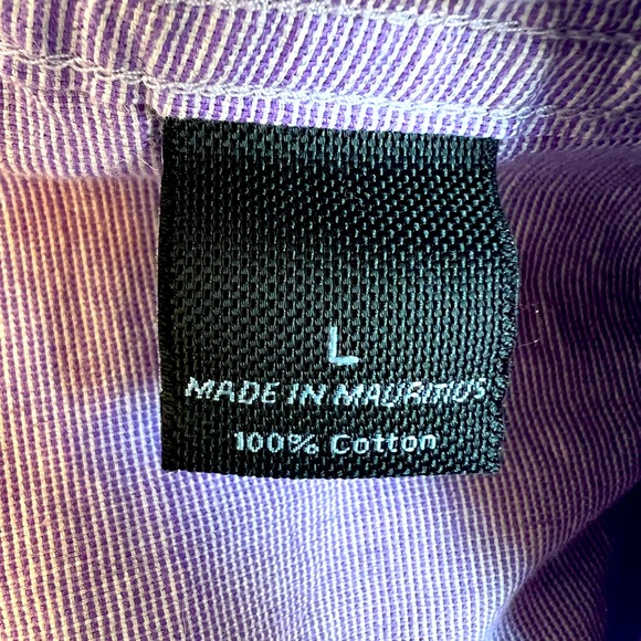 Marc Anthony Size Large Slim Fit Lilac & White Pinstripe Button Down Dress Shirt - Picture 4 of 4